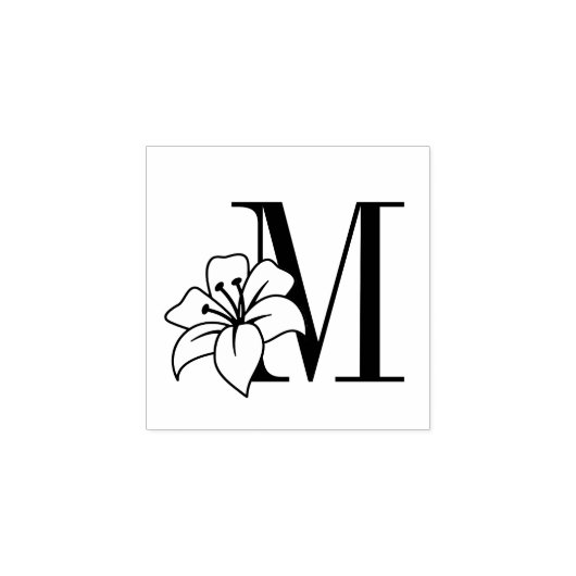 Exotic Lily Flower Monogram Initiaal Self-inking S Rubberstempel (Afrduk)