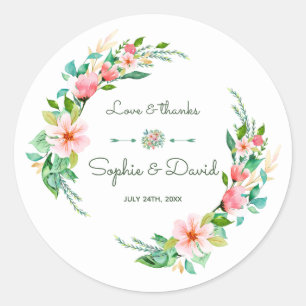 Exotic Luau Tropical Waterverf Floral Wedding Ronde Sticker