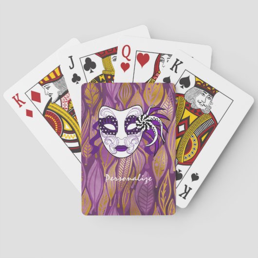 Exotic Mardi Gras Mask Paars Personalized Pokerkaarten (Achterkant)