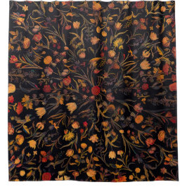 Exotic Midnight Floral Garden Douchegordijn