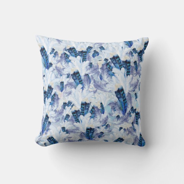 Exotic Mix Blue Bird Print Kussen (Voorkant)