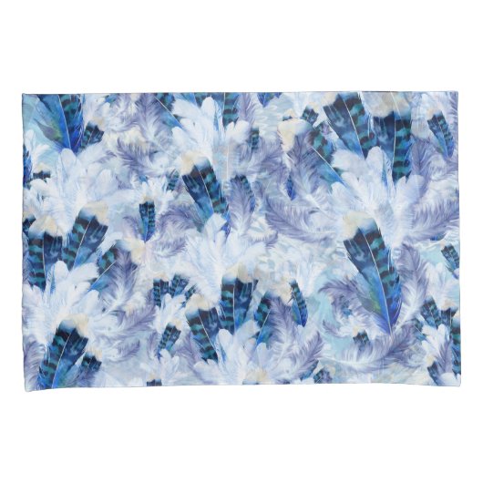 Exotic Mix Blue Bird Print Kussensloop (Voorkant-Rechts)