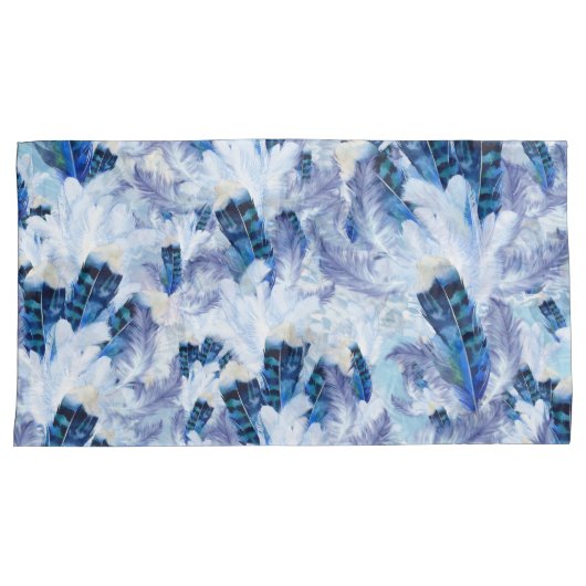Exotic Mix Blue Bird Print Kussensloop (Voorkant-Rechts)