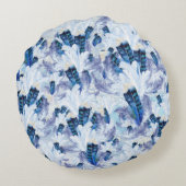 Exotic Mix Blue Bird Print Rond Kussen (Achterkant)