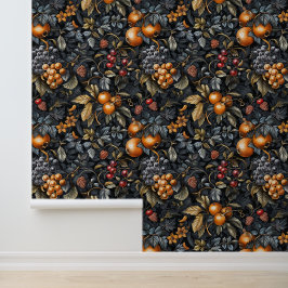Exotic orange fruits & leaves luxury dark color behang