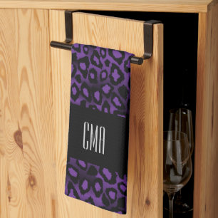 Exotic Paars leopard Animal Pattern Monogram Theedoek