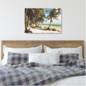 Exotic Palm Trees Turquoise Sea White Sand Beach Canvas Afdruk (Insitu (Slaapkamer))