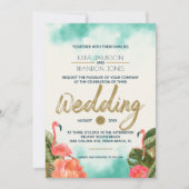 Exotic Paradise Flamingoes Wedding Kaart (Voorkant)