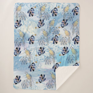 Exotic Parrot Bird Tone Feathers Sherpa Deken