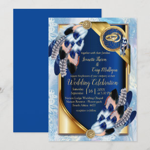 Exotic-Parrot Blue tone veer bruiloft Kaart