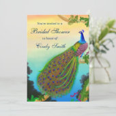 Exotic Peacock Bridal Shower Invitation Kaart (Staand voorkant)