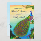 Exotic Peacock Bridal Shower Invitation Kaart (Voorkant / Achterkant)