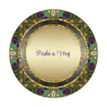 Exotic Peacock Feather Indian Wedding Invitation