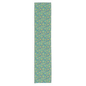 Exotic Peacock Feather Pattern Green Dining Korte Tafelloper (Voorkant)