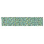 Exotic Peacock Feather Pattern Green Dining Korte Tafelloper (Horizontaal)