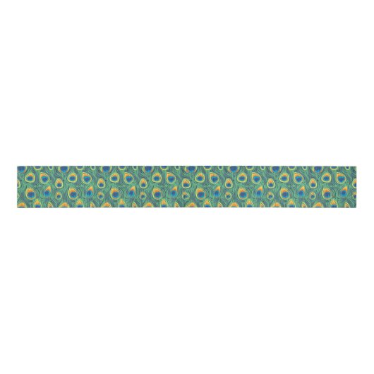 Exotic Peacock Feather Pattern Jewel groen Grosgrain Lint (Voorkant)