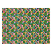 Exotic Pink Flamingo Tropical Flowers Foliage Tafelkleed (Voorkant (Horizontaal))