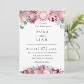 Exotic Protea Floral Wedding Kaart (Staand voorkant)