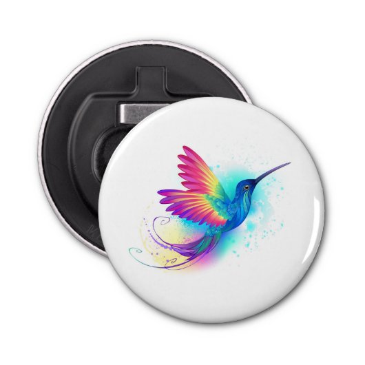 Exotic Rainbow Hummingbird Button Flesopener (Voorkant)