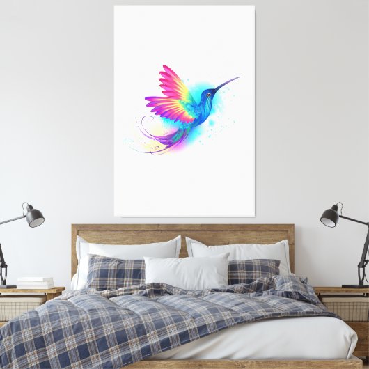 Exotic Rainbow Hummingbird Canvas Afdruk (Insitu (Slaapkamer))