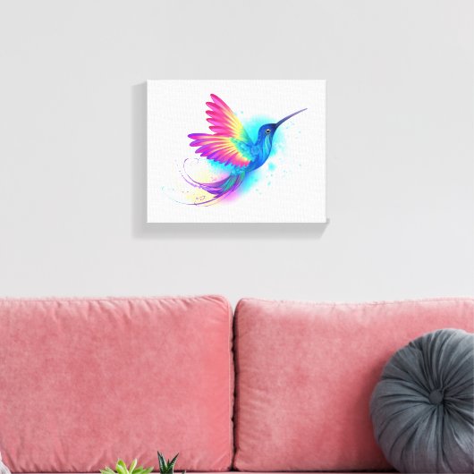 Exotic Rainbow Hummingbird Canvas Afdruk (Insitu (Woonkamer))