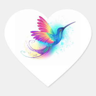Exotic Rainbow Hummingbird Hart Sticker