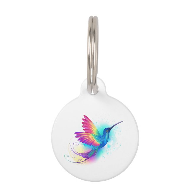 Exotic Rainbow Hummingbird Huisdierpenning (Voorkant)