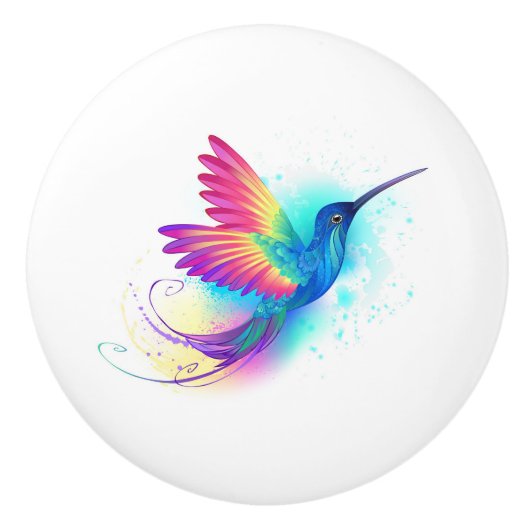 Exotic Rainbow Hummingbird Keramische Knop (Voorkant)