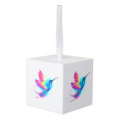 Exotic Rainbow Hummingbird Kubus Ornament (Achter hoekig)