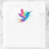Exotic Rainbow Hummingbird Ovale Sticker (Tas)