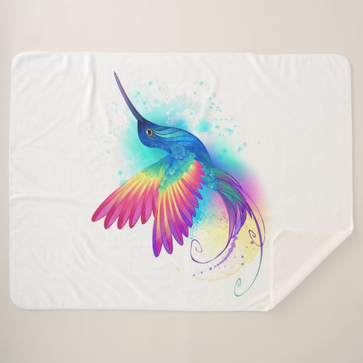 Exotic Rainbow Hummingbird Sherpa Deken (Voorkant (horizontaal))