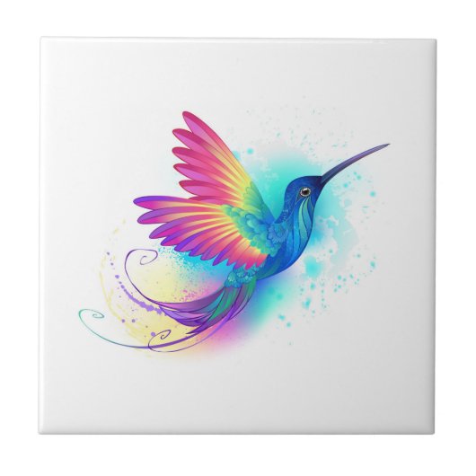 Exotic Rainbow Hummingbird Tegeltje (Voorkant)