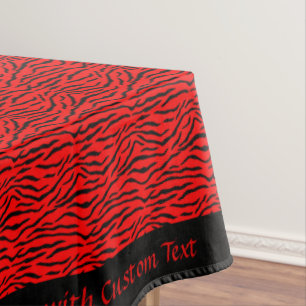 Exotic Red Black Animal Stripe Pattern personalise Tafelkleed