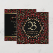 Exotic Red Gold Dinner Party Stylish Invitation (Devant / Derrière)