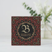 Exotic Red Gold Dinner Party Stylish Invitation (Debout devant)
