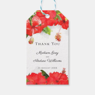 Exotic Red Hibiscus Flower Art Hartelijk dank Cadeaulabel