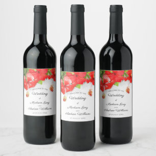 Exotic Red Hibiscus Flower Art Wedding Wijn Etiket