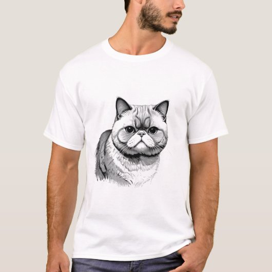 Exotic Shorthair Cat Sketch Men's T-Shirt (Devant)