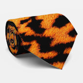 Exotic Stripped Big Cat Safari Deep Oranje Stropdas (Opgerold)