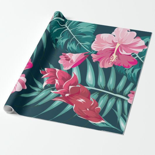Exotic Summer Floral Cadeaupapier (Uitgerold)