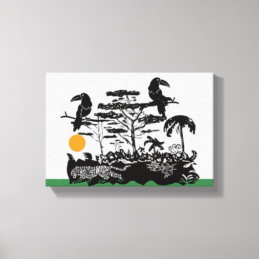 Exotic Toucan and Jungle Scene Canvas Print (Voorkant)