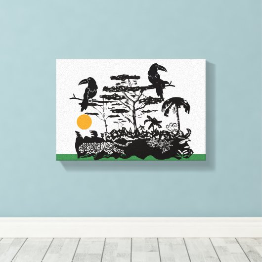 Exotic Toucan and Jungle Scene Canvas Print (Insitu (Houten vloer))