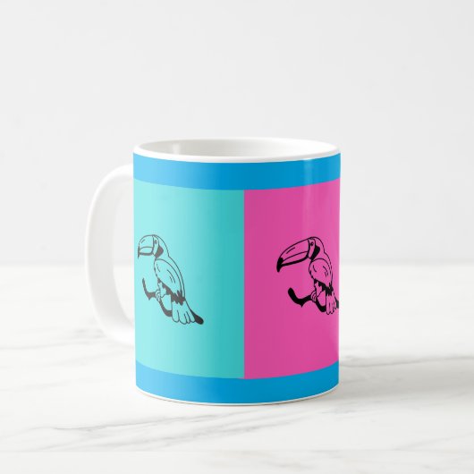 Exotic Toucan Illustration Multi-Color Coffee Mug (Devant gauche)