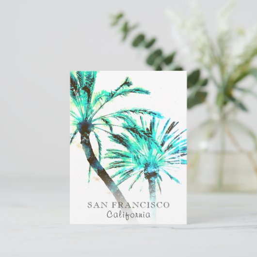 *~* Exotic Travel AP25 Abstracte Palm Tree Art Briefkaart (Staand voorkant)