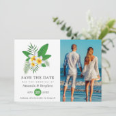 Exotic Tropical Beach Photo Weddenschap Save The Date (Staand voorkant)
