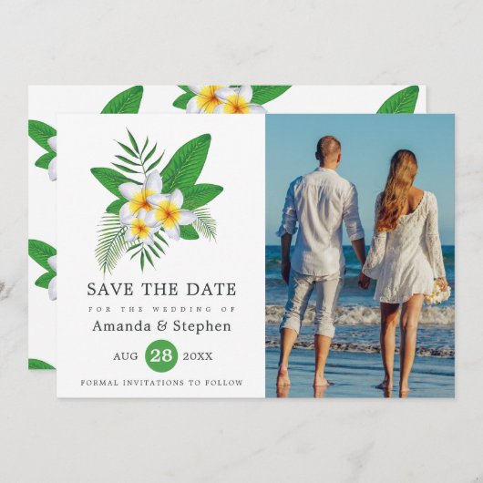 Exotic Tropical Beach Photo Weddenschap Save The Date (Voorkant / Achterkant)