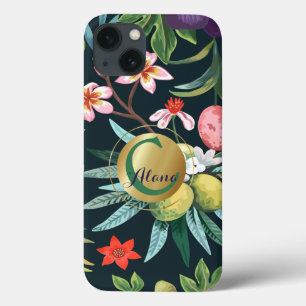 Exotic Tropical Floral Paradise Monogram iPhone 13 Hoesje