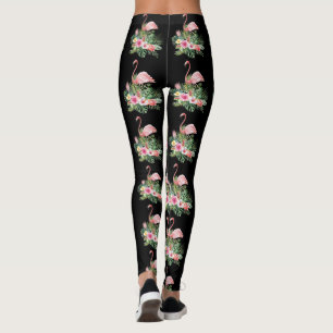 Exotic Tropical Flowers Flamingo patroon Leggings