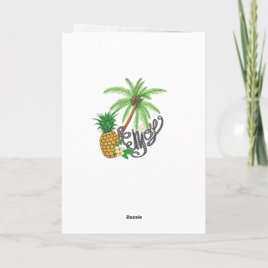 Exotic Tropical Island Pink Flamingo Afstuderen Bedankkaart (Achterkant)