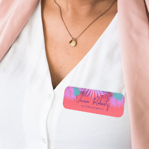 Exotic Tropical Summer Palm laat stijlvol script o Naamplaatje